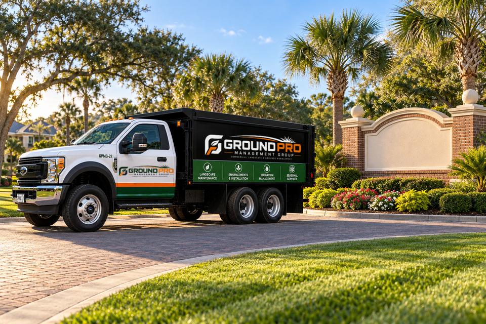 Ground Pro truck at a community entrance
